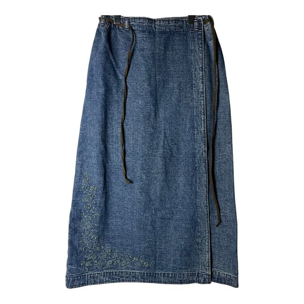 [Sunny Clouds] 오리엔탈 자수 데님 랩스커트