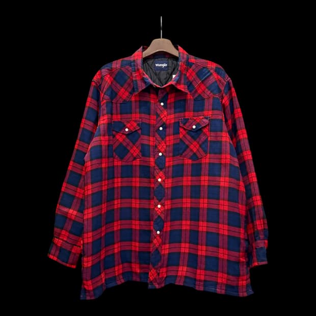 Wrangler 랭글러 버팔로 타탄체크 셔츠자켓 퀼팅안감 디테일 레드