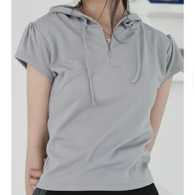 메쉬 집업 반팔 후디