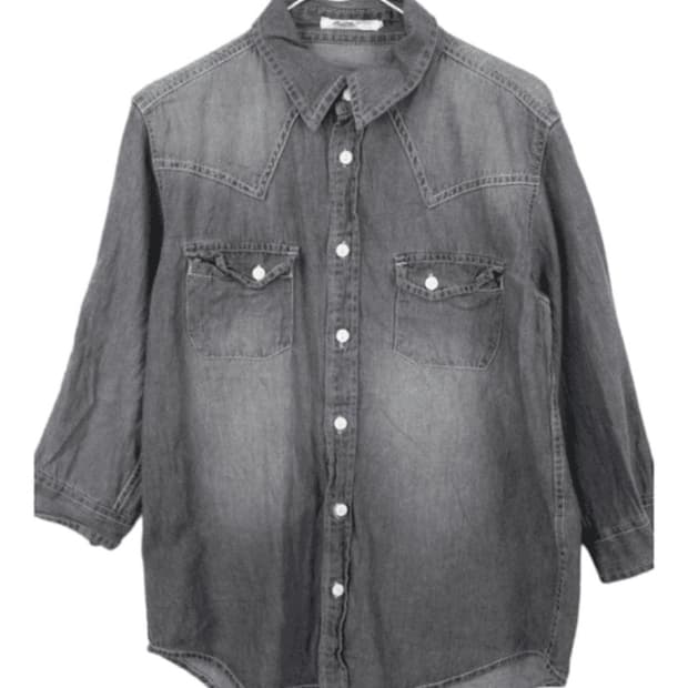 오버사이즈 데님 셔츠 일본 빈티지 블라우스 오버핏 7부 남방