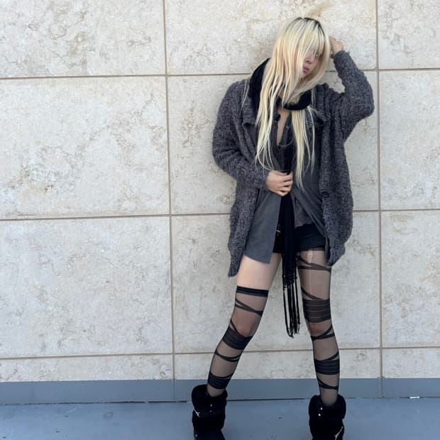 “Moussy” Grey Knit Big Button Knit Cardi