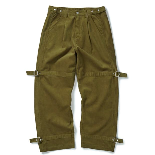 One tuck strap corduroy pants / Olive
