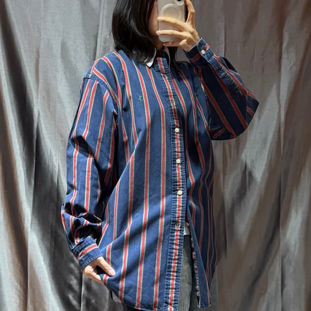 S 폴로랄프로렌 웨스턴 스트라이프 배색 셔츠