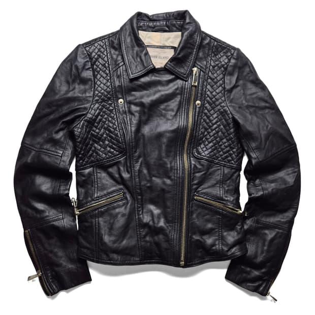 [XS] River Island 여성 리얼레더 라이더 자켓 