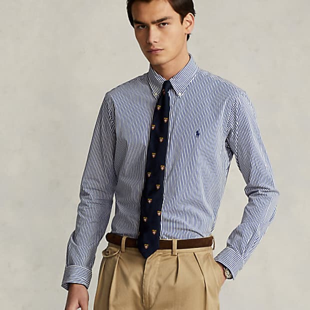 폴로 클래식핏 스트라이프 스트레치 포플린 셔츠