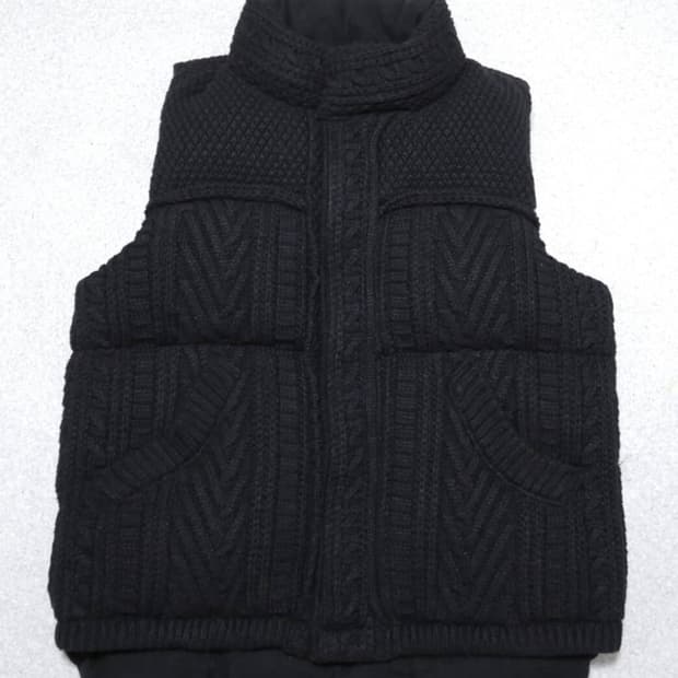 미하라 야스히로 케이블 니트 패딩 베스트