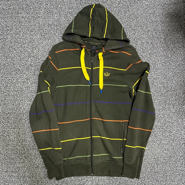 (95) 아디다스 카키 스트라이프 후드집업