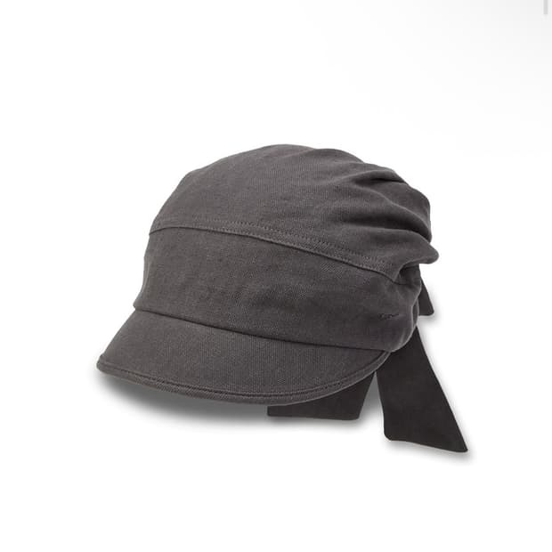 LINEN TIE-UP HAT CHARCOAL