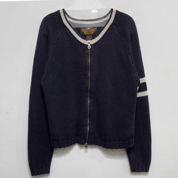 할리데이비슨 우먼 투웨이 니트 집업 가디건