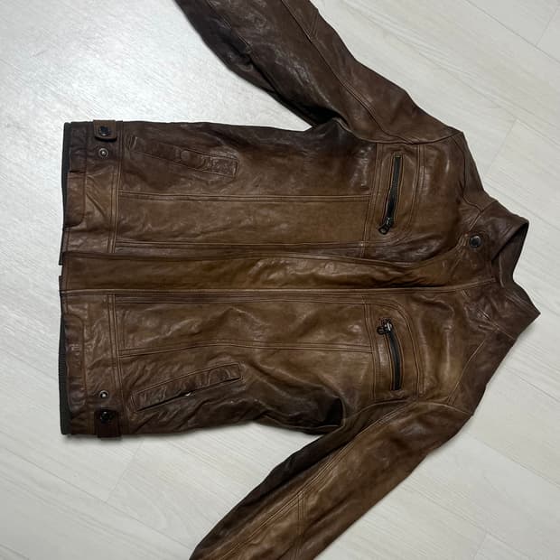 게스 브라운 빈티지 가죽자켓 미듐