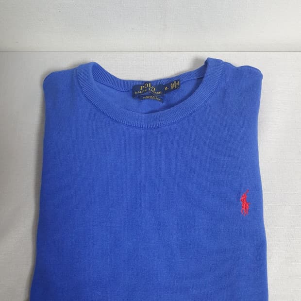 폴로 랄프로렌 슬림핏 피마코튼 니트 로얄블루 XL (L추천)