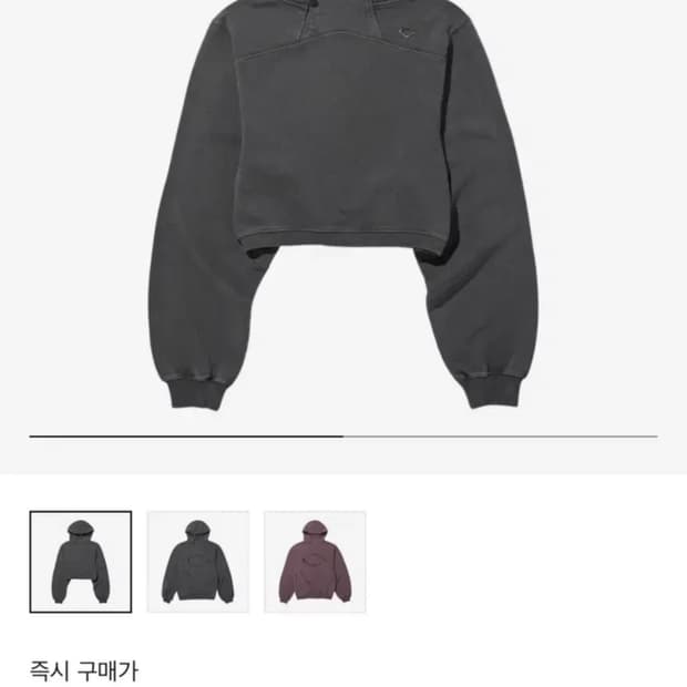 미스치프 사이드 버튼 업 크롭 후드 워시드 차콜 M