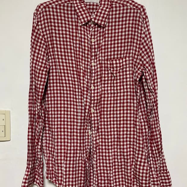 [UNIQLO] 유니클로 체크 레드 린넨셔츠 L사이즈