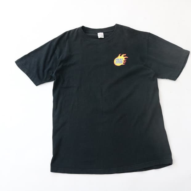 빈티지 HEAT 2008 불꽃 그래픽 블랙 반팔티셔츠 (XL)