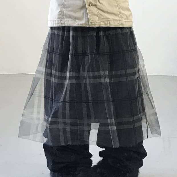 Jpn Poly Checked Midi Skirts