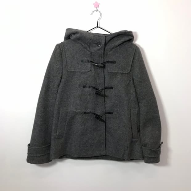 GU Japan Charcoal Hooded Duffle Coat