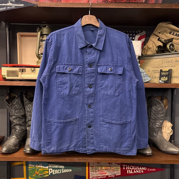 70~80s 오리지널 4포켓 프렌치 워크자켓 헤링본 트윌 N814