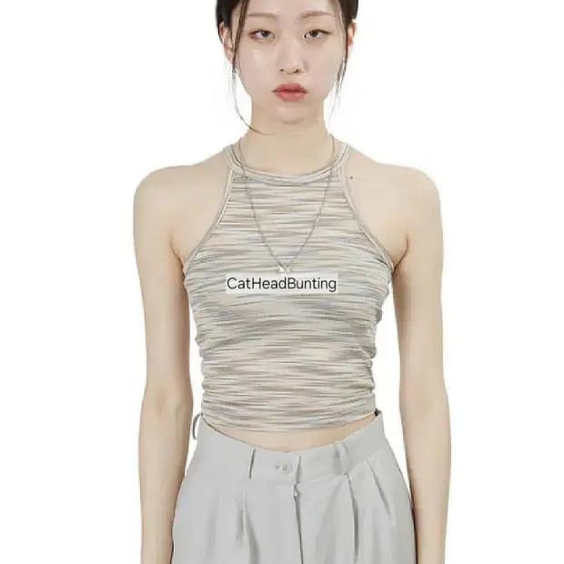 블랙업 핏 예쁜 홀터 나시 탑_ 실착 1회, 국내 도매택