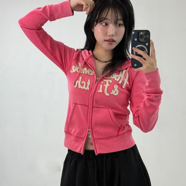 아베크롬비 핑크 투웨이 후드집업