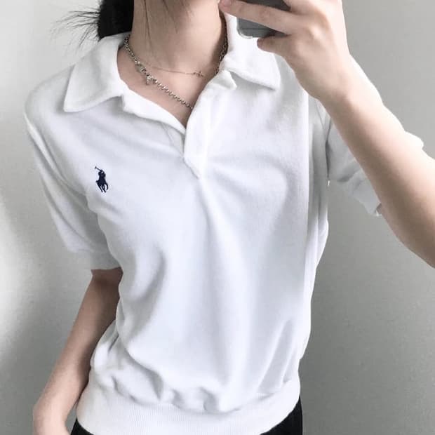 Polo 폴로 신형라벨 화이트 테리 pk 반팔 