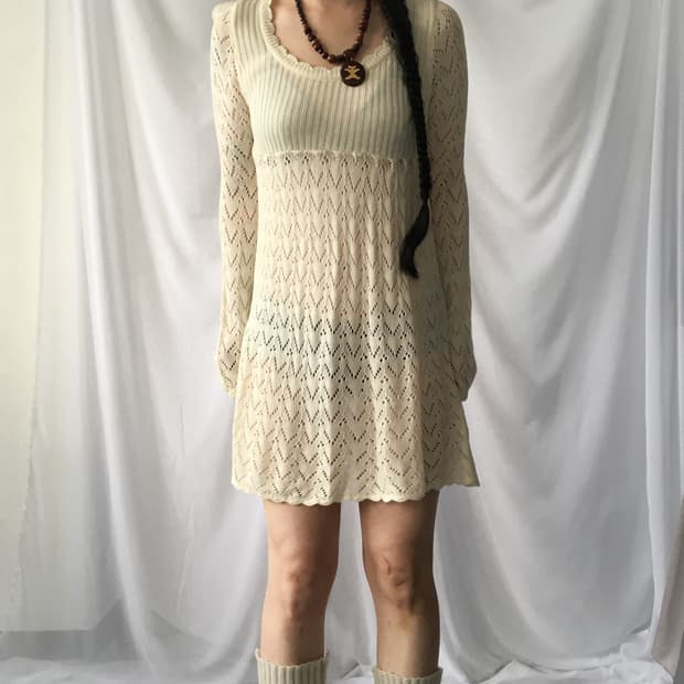 Punching pattern knit onepiece