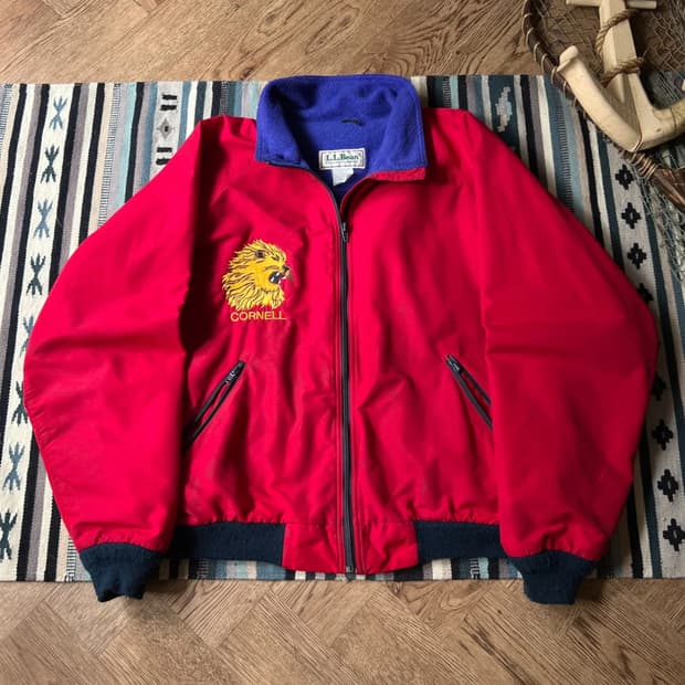 [XL]90's 엘엘빈 USA 코넬 유니버시티 플리스 웜업 자켓