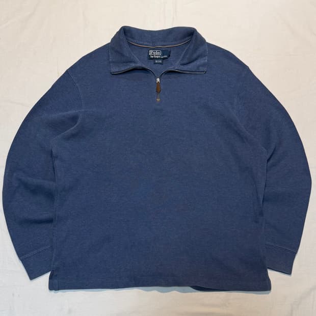 폴로 랄프로렌 반집업 코튼 니트 스카이블루