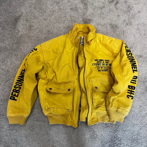 재패니즈 빈티지 옐로우 스펠아웃  봄버 자켓L