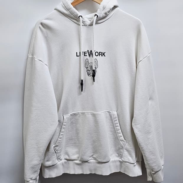 라이프워크 화이트 후드티 M