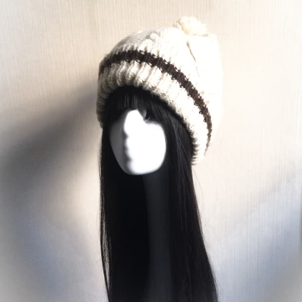 Pom knit beanie