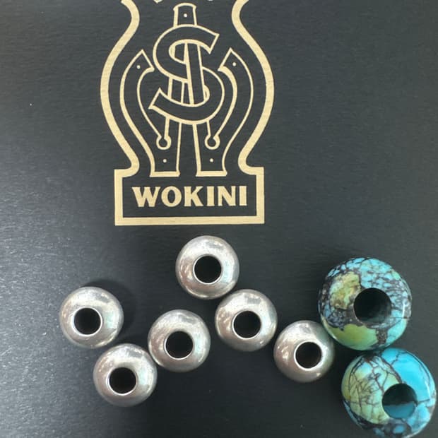 스튜디오 워키니 실버 비즈 6개+킹맨 터키석2개 일괄 고로스diy