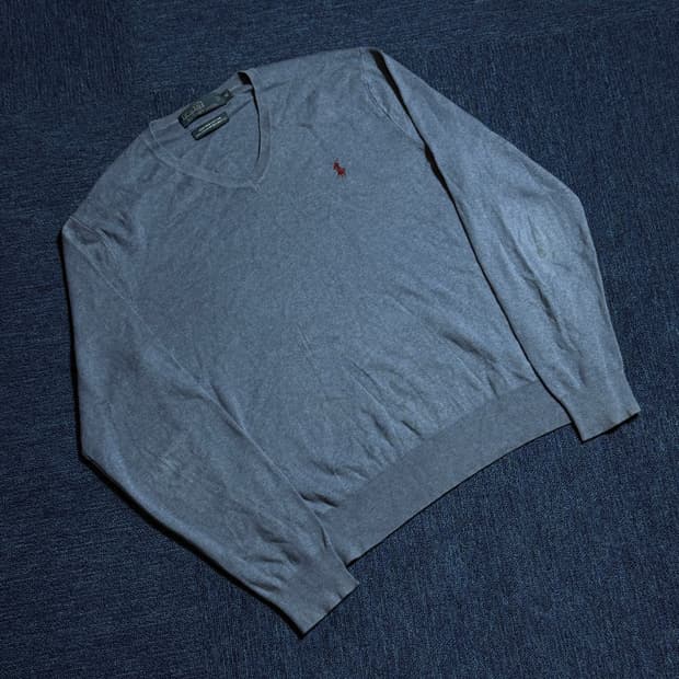 폴로 랄프로렌 블루 브이넥 니트