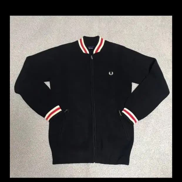 프레드페리 FRED PERRY 니트 집업 바시티자켓 S