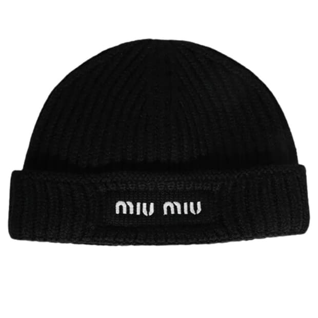 미우미우 울 비니 블랙 화이트 M