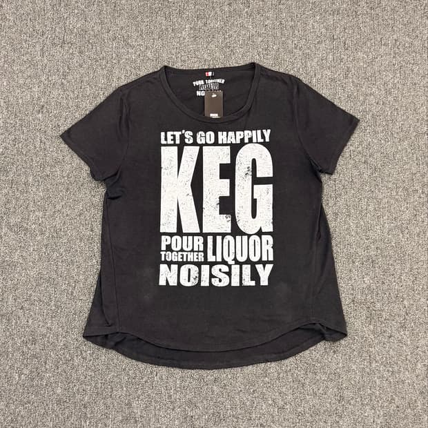 L)KEG 빈티지 레터링 반팔 티셔츠