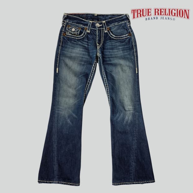 [30]트루릴리전 Y2K USA 화이트 스티치 부츠컷 데님팬츠