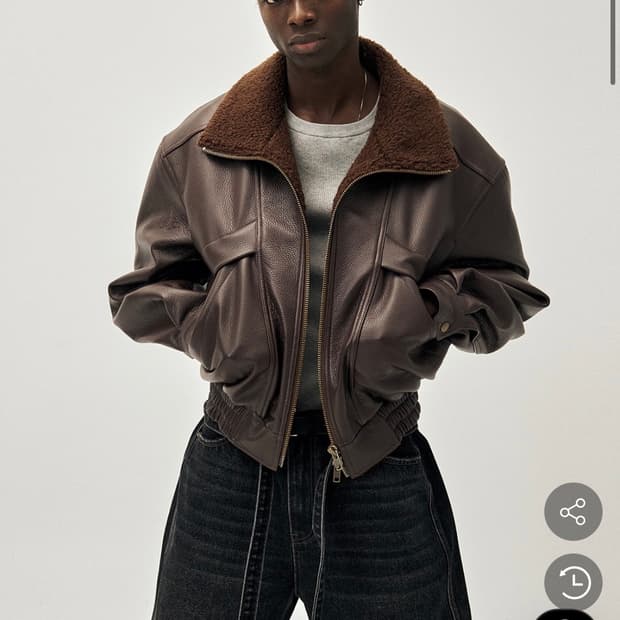 노이어 고트 스킨 하이넥 집업 무스탕 자켓 브라운 50