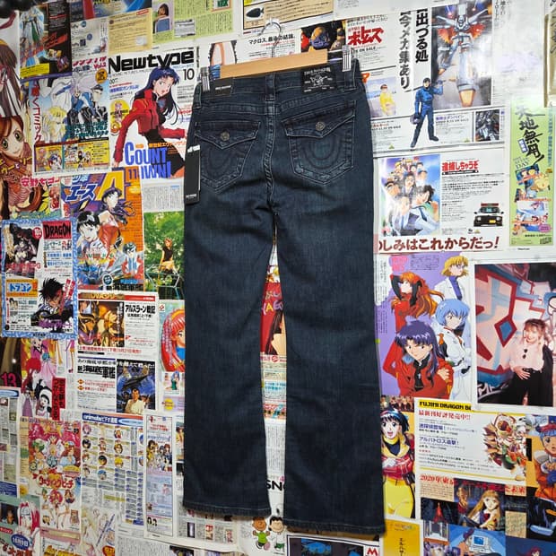 트루릴리전 진청 로우라이즈 세미 부츠컷 데님 팬츠