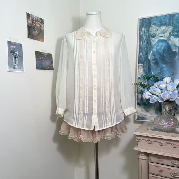 butterivory lace collar chiffon blouse