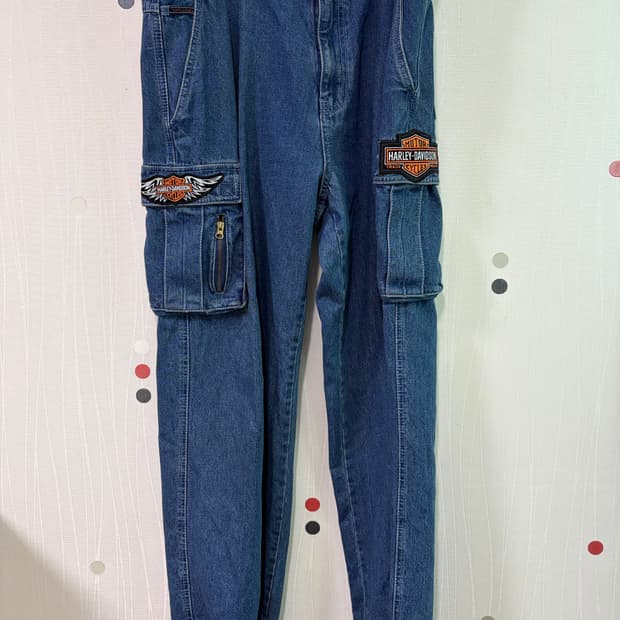 할리데이비슨 데님 카고 빈티지 팬츠