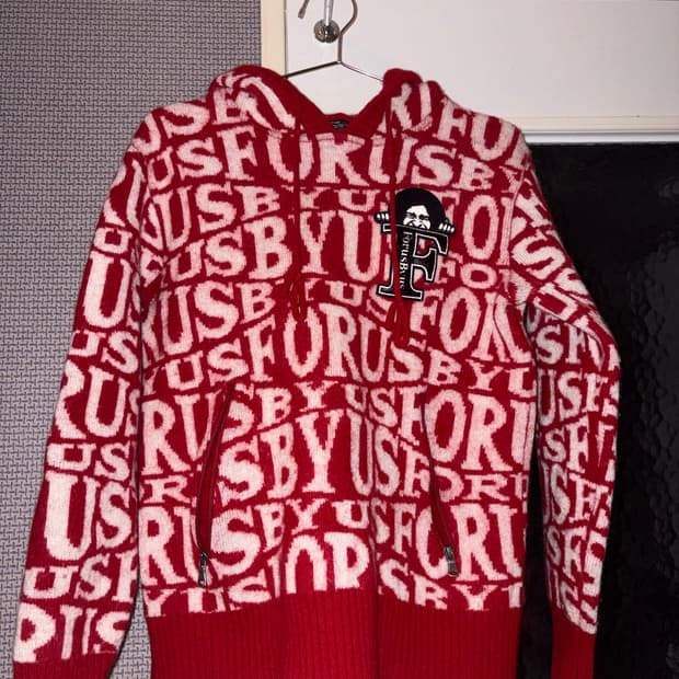 FUBU 후부 모노그램 니트 후드 레드