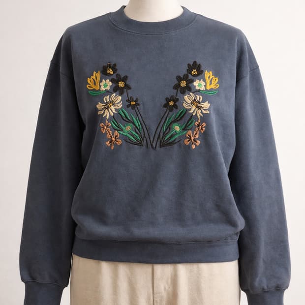 꽃자수 긴팔티셔츠 55-77 새상품 가단62