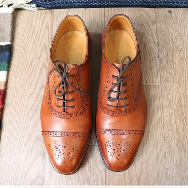 영국 메이드 grenson  그렌슨 가죽 윙팁  250F
