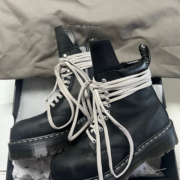 [교환 or 판매] UK9.5 닥터마틴 릭오웬스 쿼드 솔 스틸 토 부츠