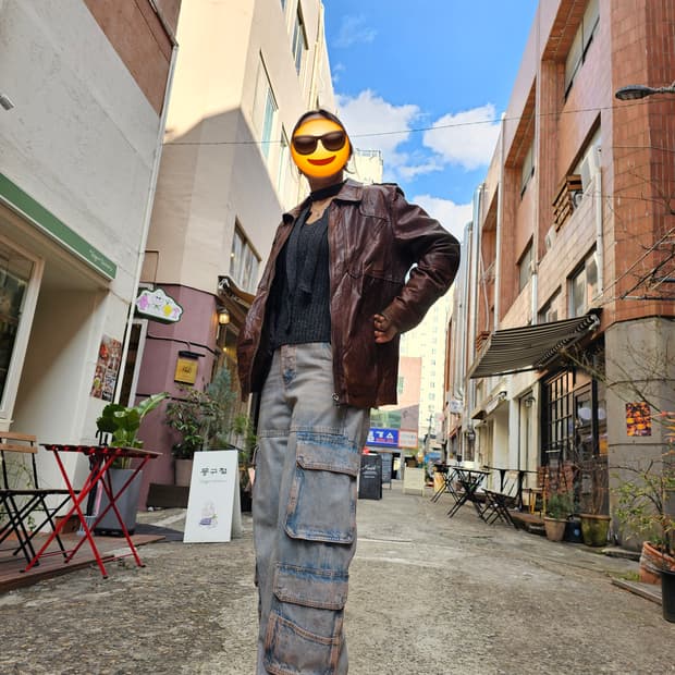 Manhattan Transfer 에이징 워싱 램스킨 싱글라이더