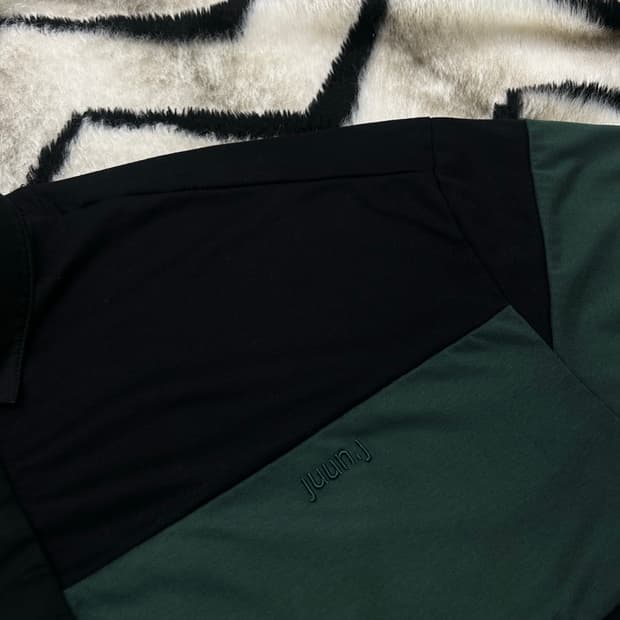 [실측XL]준지 오버핏 스트라이프 폴로 긴팔/그린블랙/오염