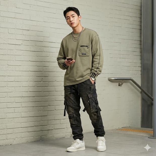 아디다스 유틸리티 지퍼 포켓 맨투맨 