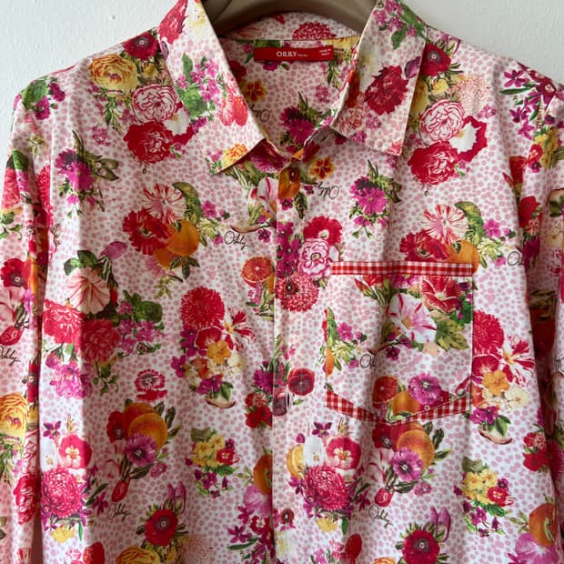 오일릴리 여성 핑크 플라워롱셔츠 셔츠자켓
