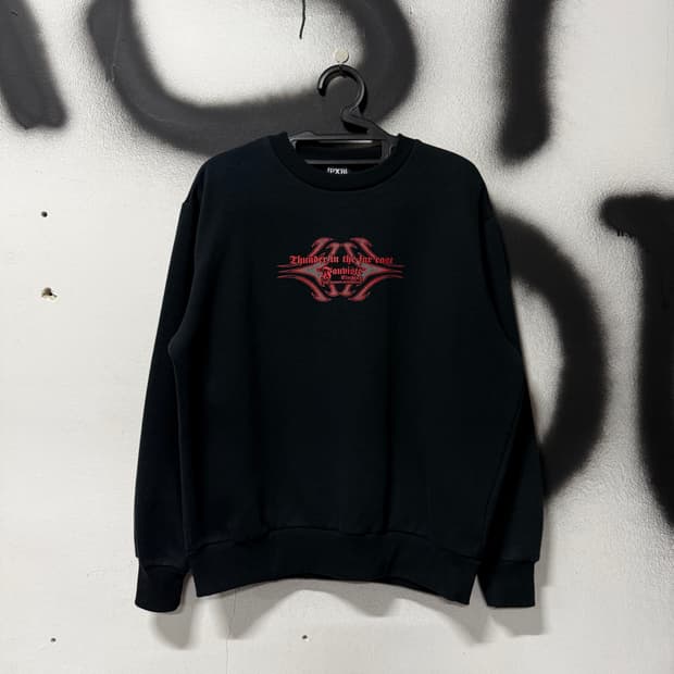 PXR 멀티 프린팅 펑크 스타일 스웻 셔츠 블랙