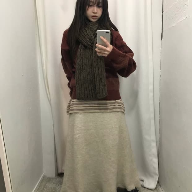 레드 니트 코디 세트 🍓